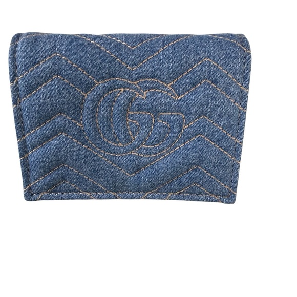 NWT Gucci Denim Pearl GG Marmont Wallet - Picture 10 of 13